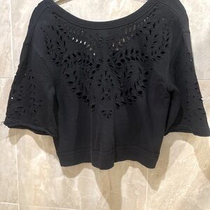 Free People Black Cut-Out Blouse